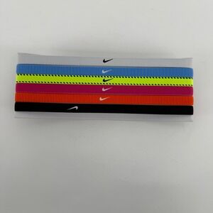 Nike Elastic Headbands 6 Pack Multi Color Athletic Hair Bands Swoosh Logo NWT